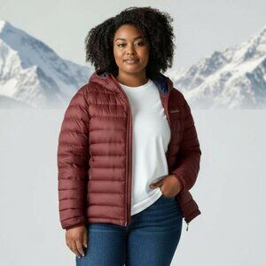 Eddie Bauer Women's Quilted Down Zip Up Jacket size 2XL hooded